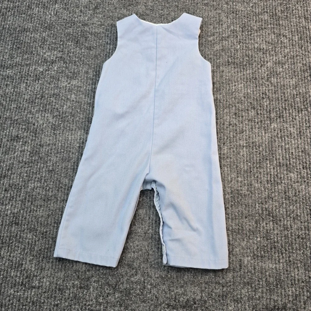 Baby Romper 9 Months Blue One Piece Overalls Cats‎ in Boat Embroidered Snap...